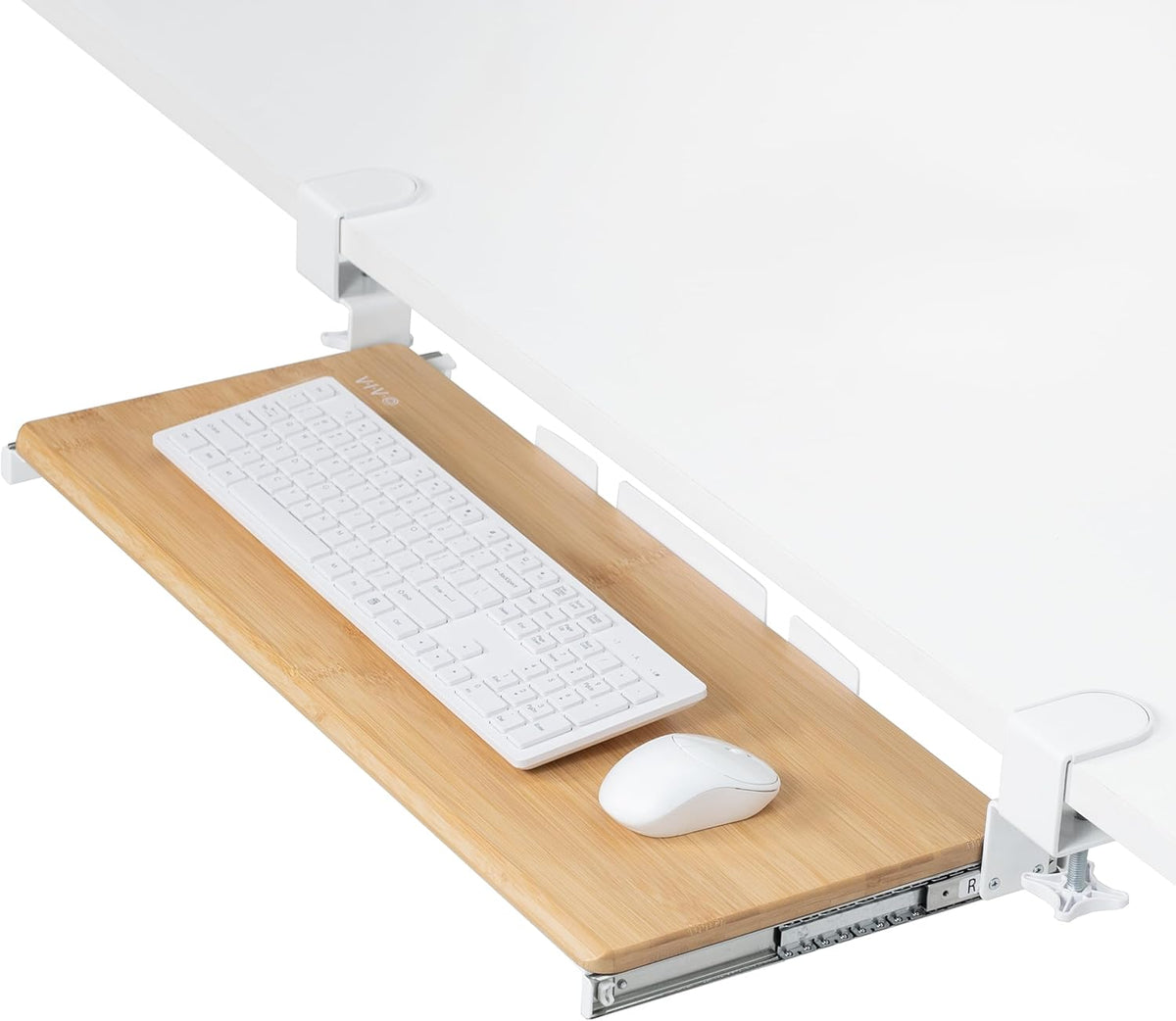 VIVO Real Bamboo Clamp-on 27 x 11 in Keyboard Tray, MOUNT-KB05O