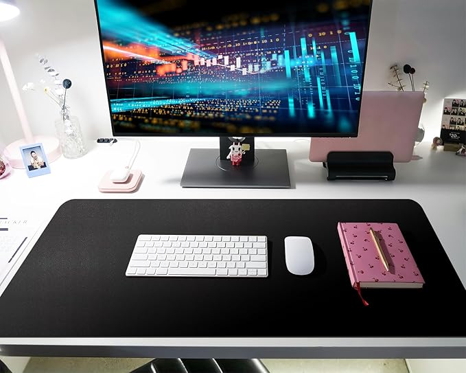 Bloss Black Desk Mat, Leather Desk Pad, Desk Matt - Image 4