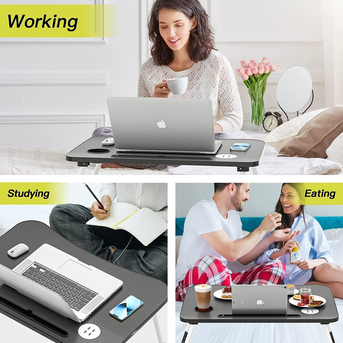 Laptop Desk Foldable Bed Table, Portable Lap Desk Laptop Bed Tray Table with ...