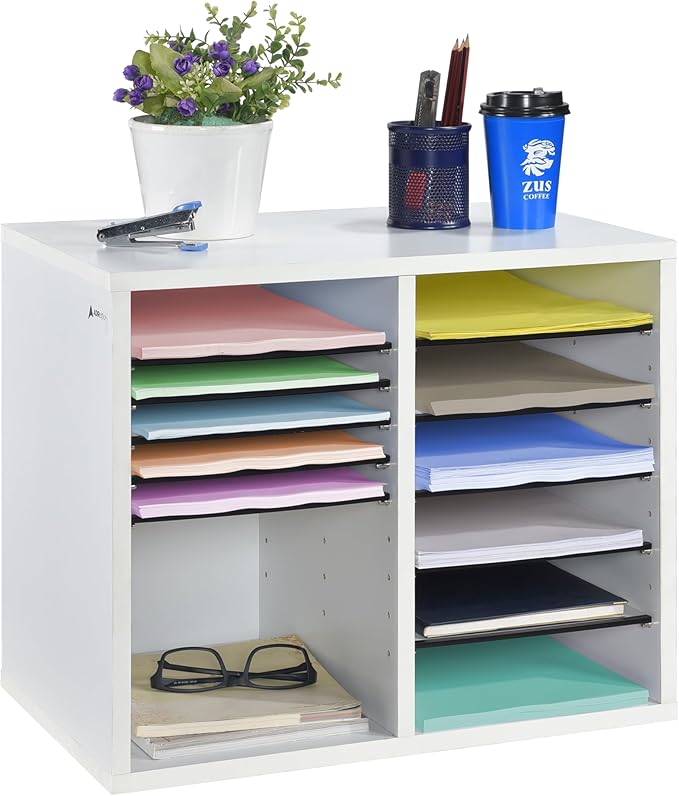 AdirOffice Wooden Adjustable Literature Organizer, 12 Compartment Office Mailbox - Image 2