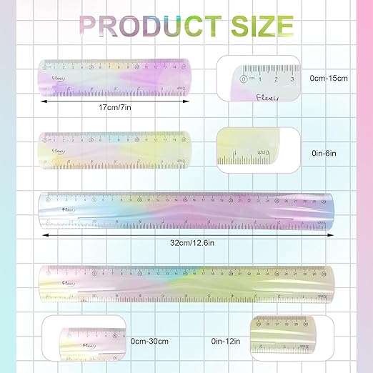 4 Pcs Flexible Ruler, Cute Bendable Flexible - Image 2