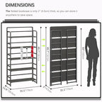 4NM No Assembly Extra Wide 5 Tiers Folding Bookshelf Storage Shelves Vintage - Image 2