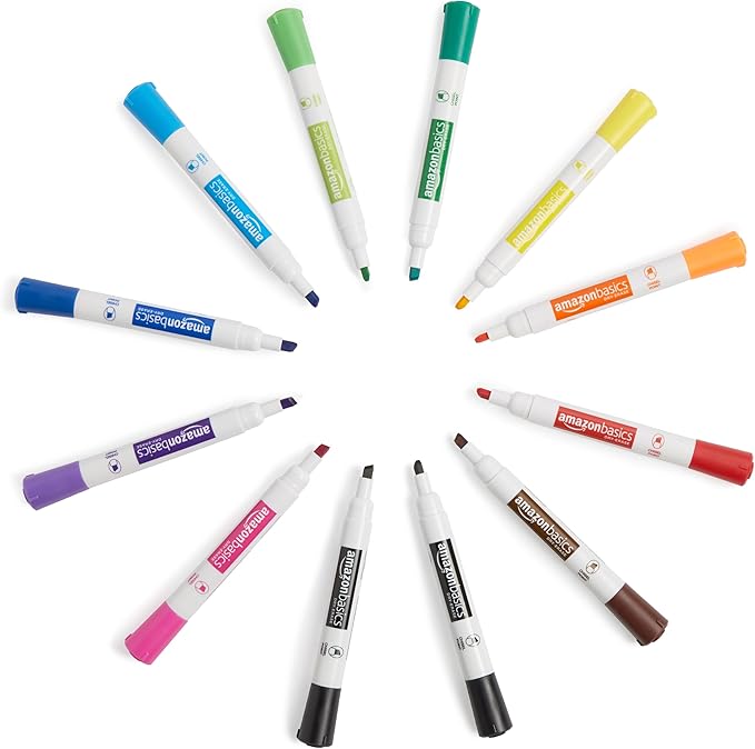 Amazon Basics 12-Pack Low-Odor Chisel Tip Dry Erase Whiteboard Markers - Image 7