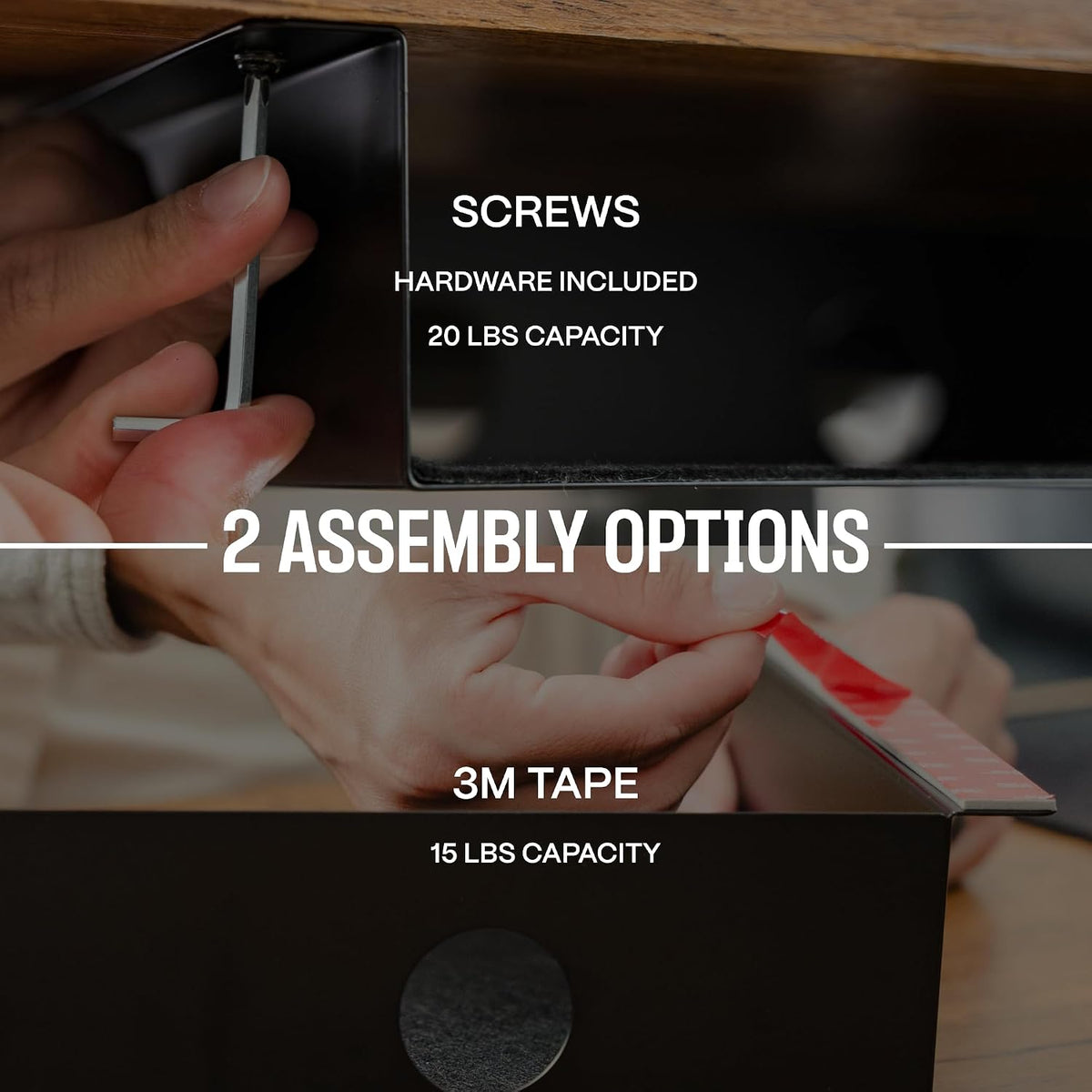 COREMINDED Under Desk Storage Shelf - Carbon Steel Under Desk Tray with Cable...