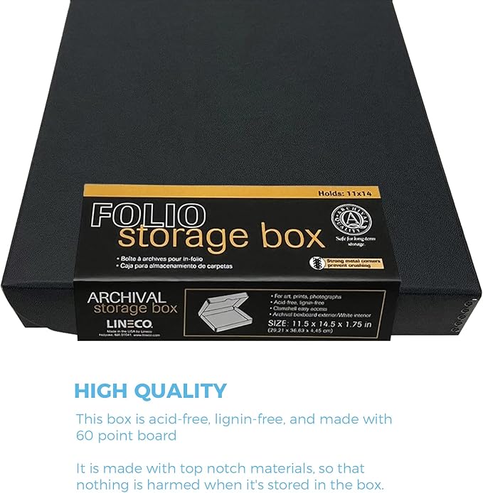 Lineco Folio Storage Box, Clamshell Design, 9.5x12.5x1.75 Inches, Archival - Image 5