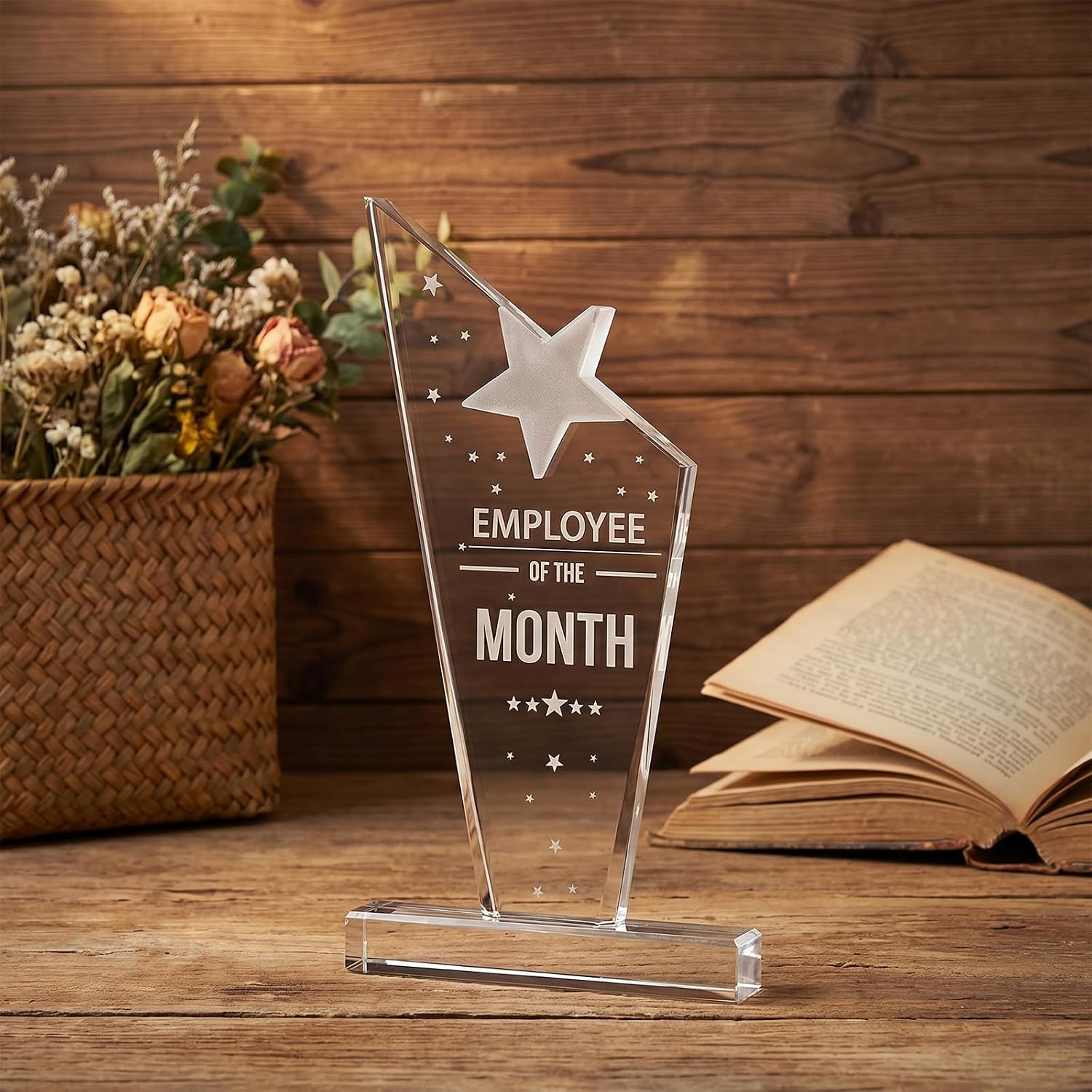 6 Pcs Employee of The Month Plaque Trophy, Employee Appreciation Awards for Coworker, Retirement Goodbye Farewell Gift, Reward Sign Keepsake for Women & Men, Clear