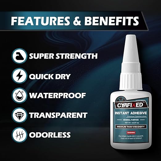 Super Glue Liquid, Instant Clear Cyanoacrylate Medium Thin Viscosity Adhesive - Image 2