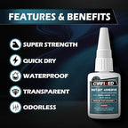Super Glue Liquid, Instant Clear Cyanoacrylate Medium Thin Viscosity Adhesive - Image 2