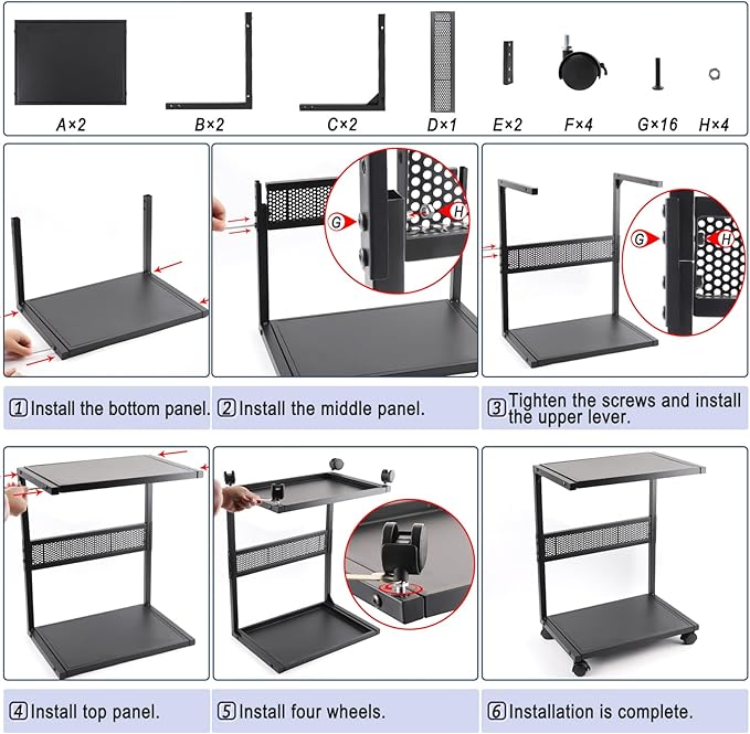 Bfttlity PC Stand Computer Tower Stand 2-Tier Metal CPU Holder - Image 7