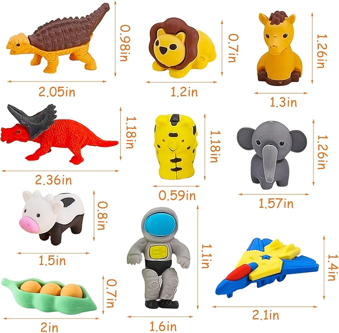 URSKYTOUS 150Pcs Animal Erasers Kids Desk Pets Pencil Erasers 3D Puzzle Bulk - Image 7