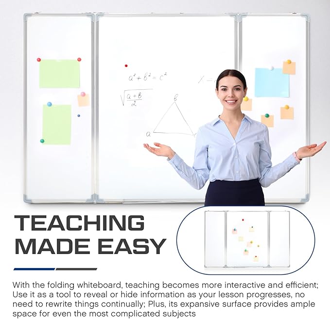 60” x 40” Foldable Whiteboard Dry Erase Board Large Tri Folding Whiteboard - Image 5