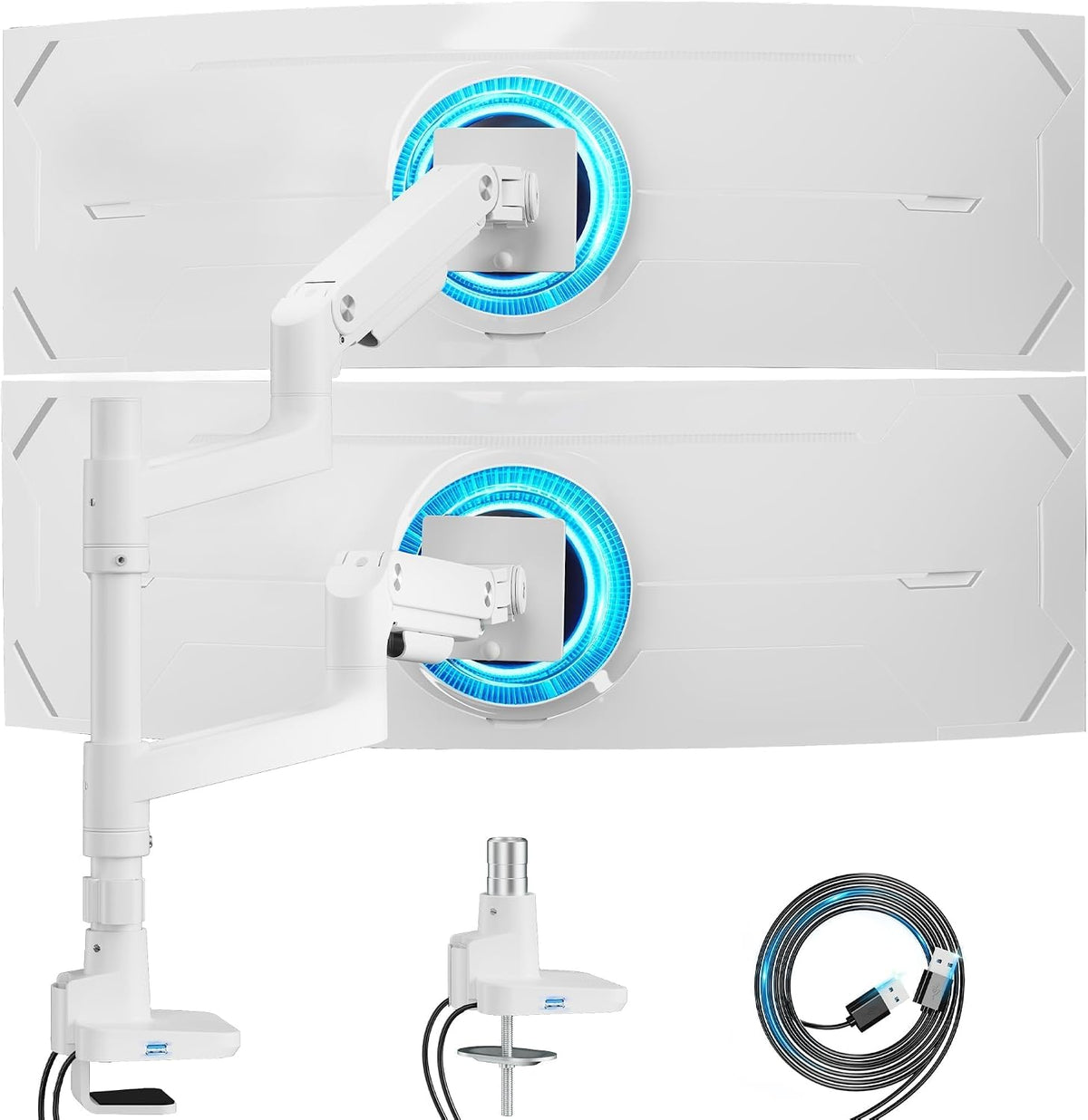 ARES WING Dual Monitor Stand for Ultrawide Heavy Duty Curved Monitor Stacking