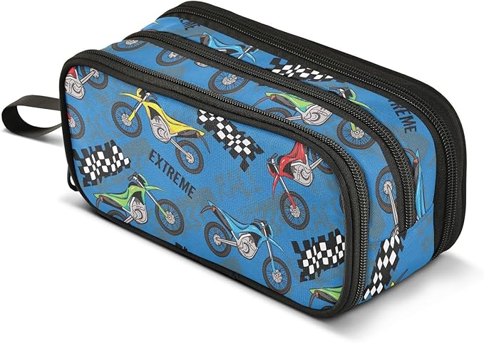BOENLE Colorful Motorcycle Pencil Case Box Boys Girls Large Pencil Pouch by BOENLE-WELCOMEYOURCOMING
