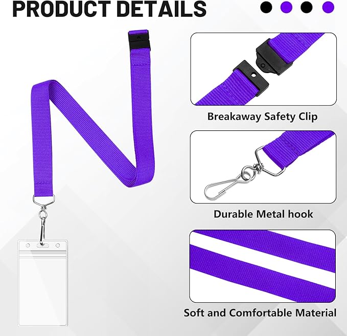 12-Pack Purple Breakaway Lanyards - Image 4