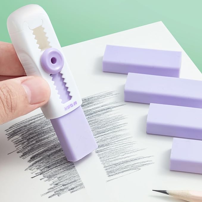 M&G 4+1 Pack Rubber Erasers Sliding Retractable Eraser, Soft Cute Erasers Push - Image 6