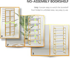 4NM No Assembly 5 Tiers Folding Bookshelf Storage Shelves Vintage Bookcase - Image 6