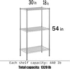 Regal Altair 18" Deep x 30" Wide x 54" Height Wire Shelving Kit | 3-Tier | NSF - Image 3