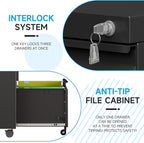 Bestoo 3-Drawer Mobile File Cabinet - Image 7