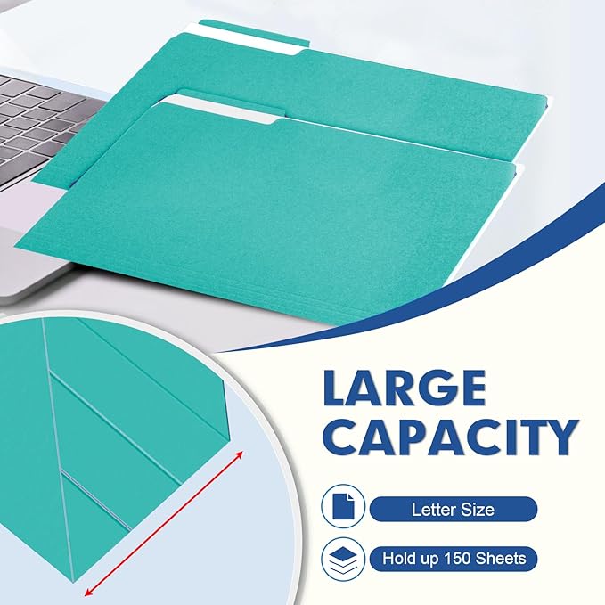 File Folder, PANDRI 120 Pack File Folder, 1/3 Cut Tab, Letter Size, Filing - Image 4
