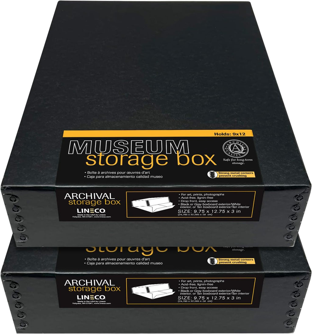 Lineco Museum Archival Storage Box, 9.75x12.75x3 in. Drop Front Design.