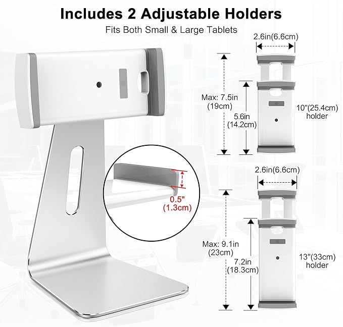 AboveTEK Elegant Tablet Stand, Aluminum iPad Stand Holder, Desktop Kiosk POS - Image 7