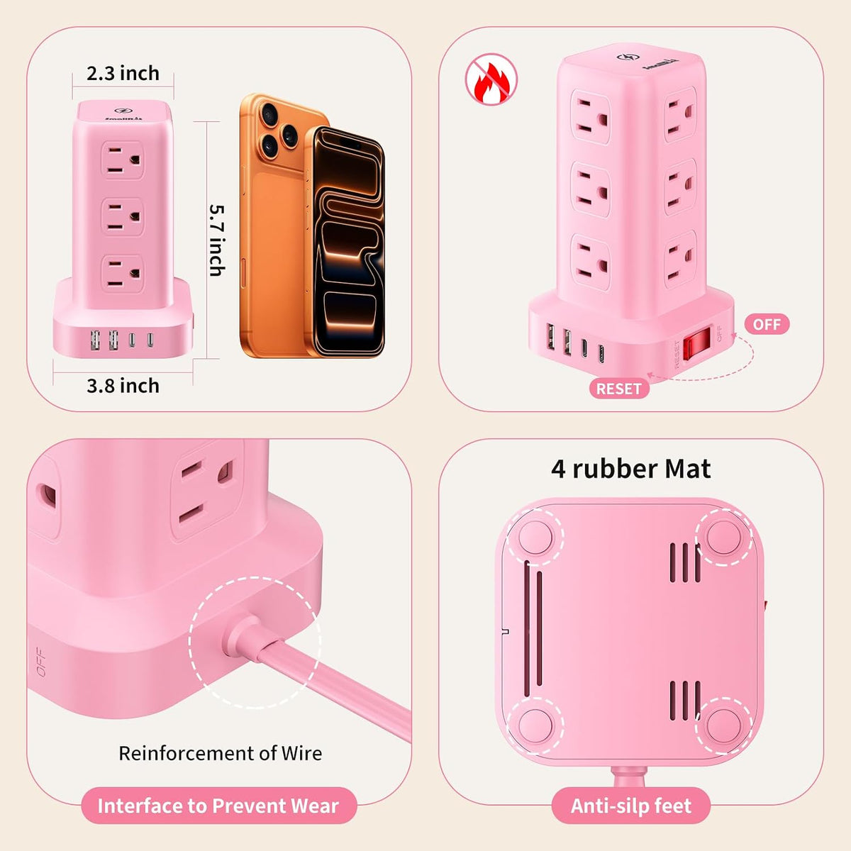 Extension Cord with Multiple Outlets, SMALLRT Outlet Extender with 12 AC Outl...