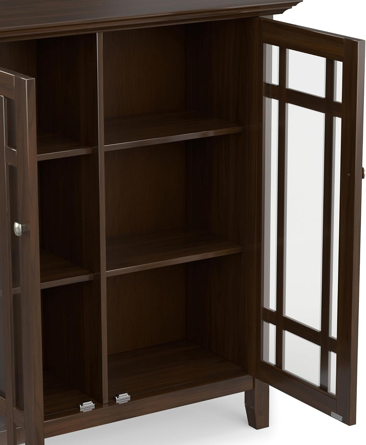 SIMPLIHOME Bedford 39" Wide Solid Wood Cabinet in Brunette Brown