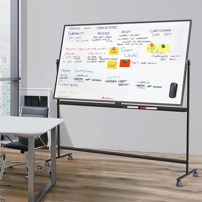 Rolling Whiteboard/w Height Adjustable, Mifuro 72 x 40 Large Portable Dry Erase - Image 2