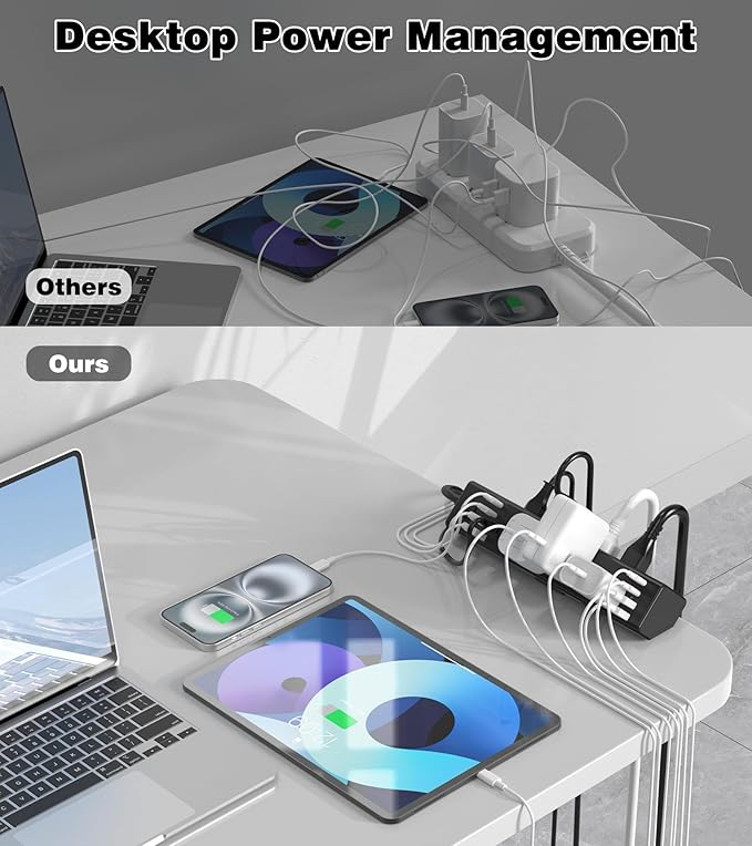 40W Fast Charging Station, Desk Clamp Power Strip, 4 USB-C Ports & 8 AC Outlets - Image 4