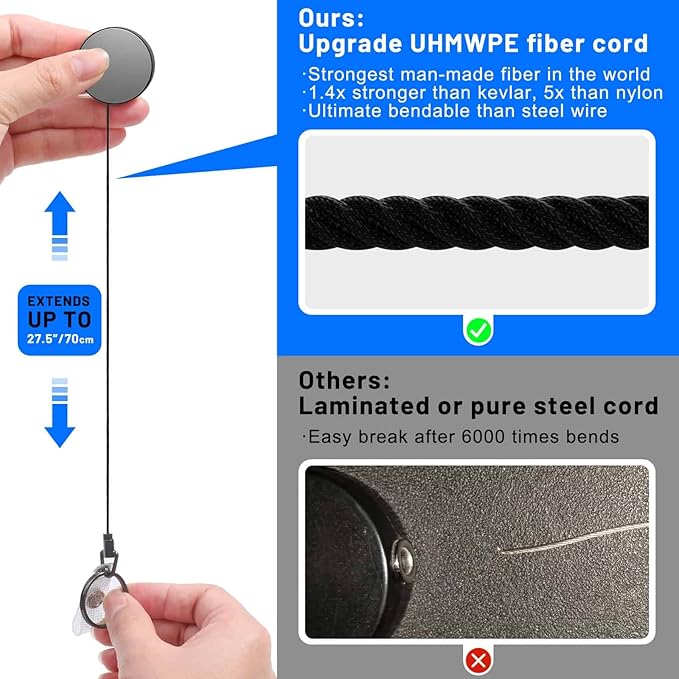 3 Pcs Heavy Duty Badge Reels Retractable Badge Holder, Selizo Metal Retractable - Image 3