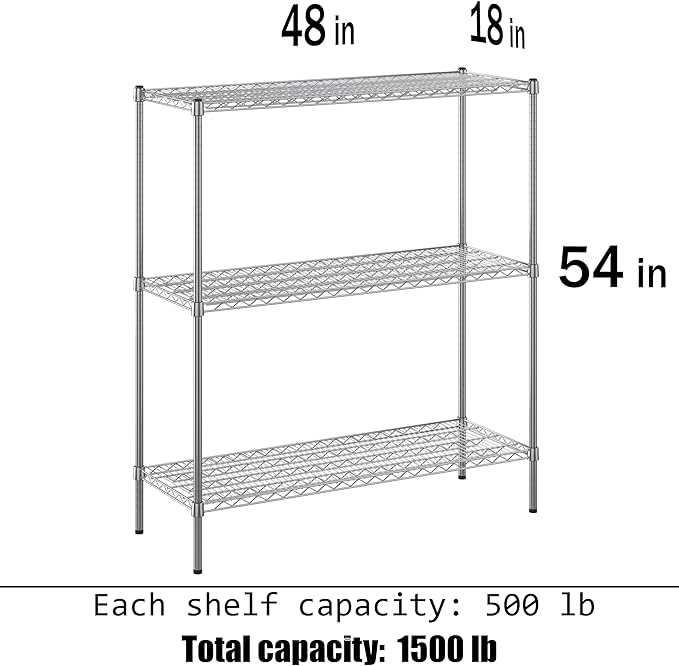 Regal Altair 18" Deep x 48" Wide x 54" Height Wire Shelving Kit | 3-Tier | NSF - Image 3