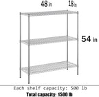 Regal Altair 18" Deep x 48" Wide x 54" Height Wire Shelving Kit | 3-Tier | NSF - Image 3