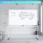 maxtek Rolling Whiteboard 72x48, Large Double-Sided White Board Dry Erase on - Image 2
