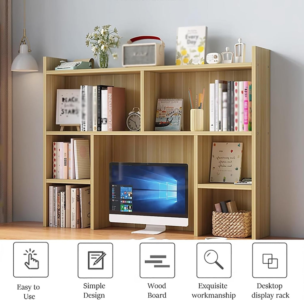 Wooden Dorm Desk Hutch White,Desktop Bookshelf for Computer Desk,3-Tier Countertop Display Rack,Desk Accessories Workspace Organizers for Home Office(31.5″W×7.9″D×35.4″H, White)