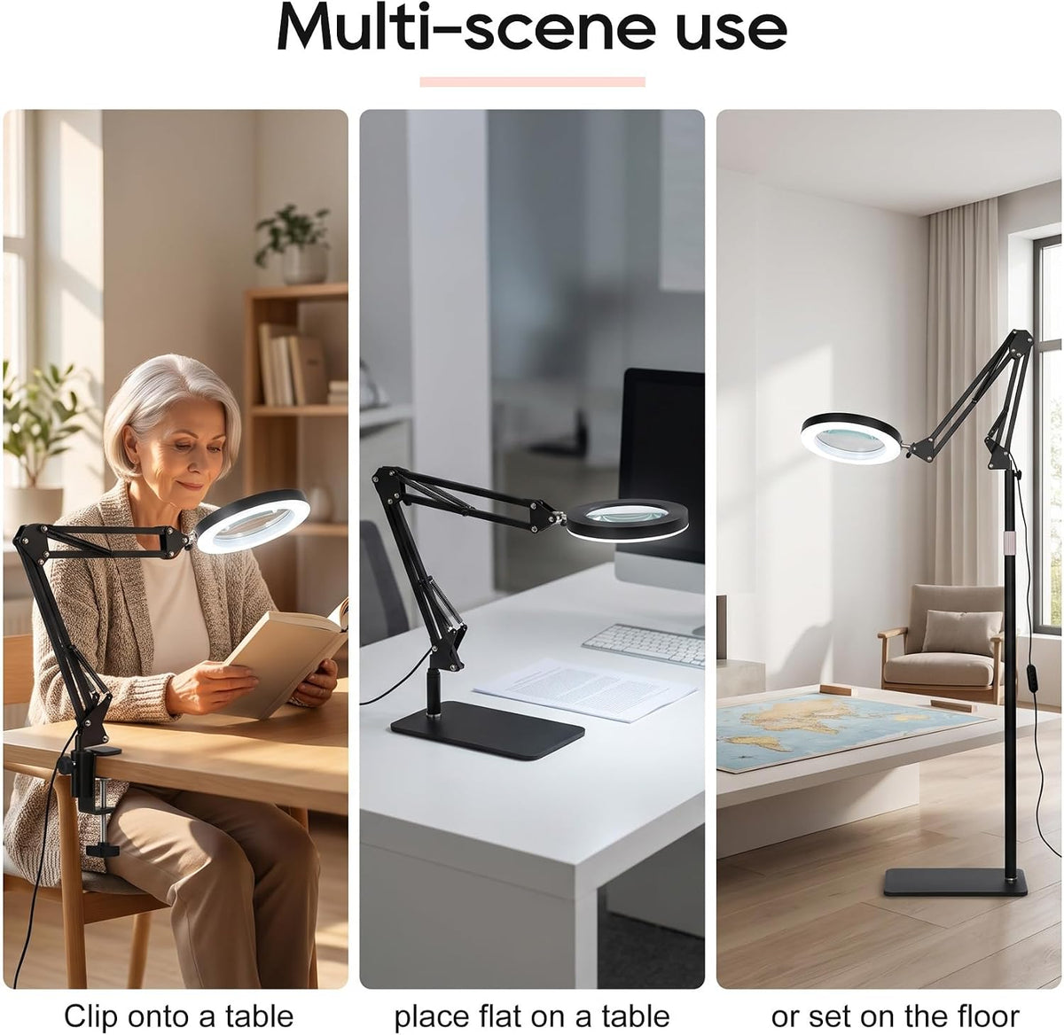 15X Magnifying Glass with Light and Stand – Real Glass Lens,Various lights