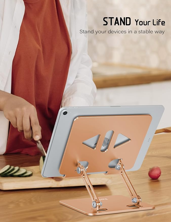 Aoviho Tablet Stand Holder for Desk Adjustable Tablet Holder, Foldable Aluminum - Image 6