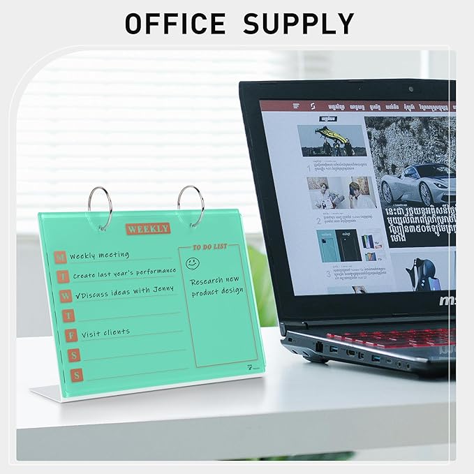 Desktop Glass Dry Erase & Acrylic Aesthetic Calendar Weekly to-do List Combo - Image 2