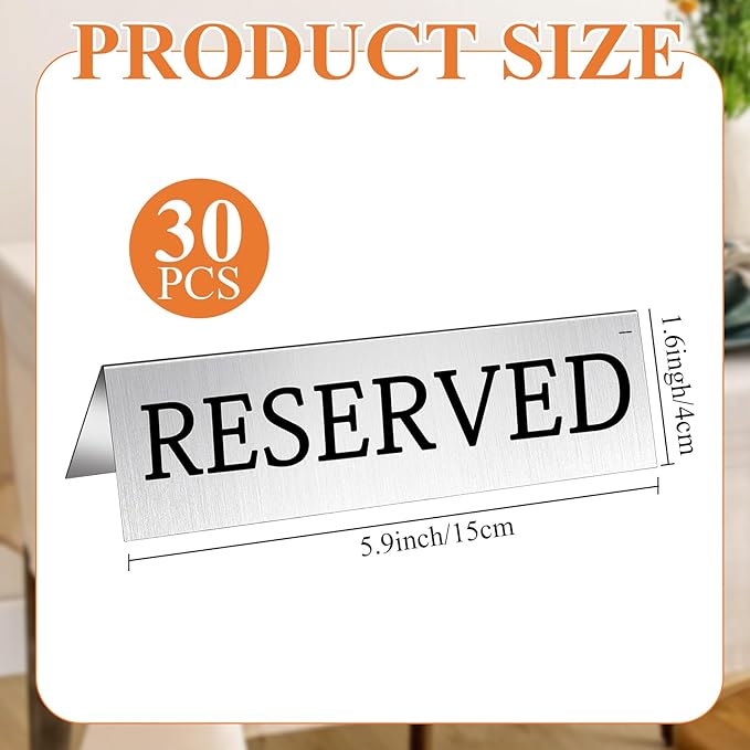 Milkary 30Pcs Metal Reserved Table Signs, Double Sided Reserved Seating Signs - Image 3