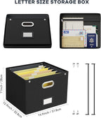 Oterri File Organizer Box with Lid, Large Hanging Filing Box with Mesh Pocket - Image 2