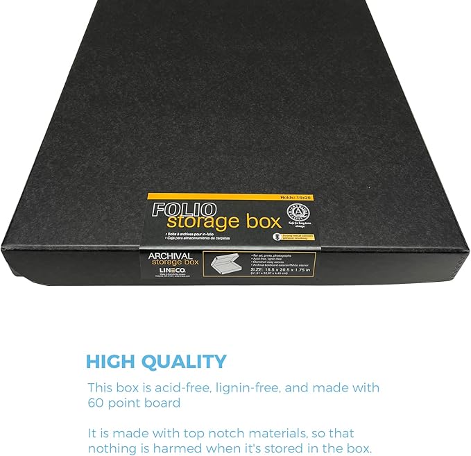 Lineco Clamshell Folio Storage Box, 16.5" x 20.5" x 1.75" Prints, Metal Edge - Image 3