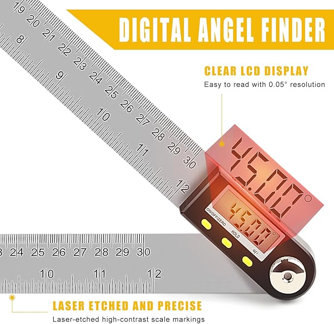 Delgada 12 inch/300mm Digital Angle Finder Tool Stainless Steel Digital - Image 5