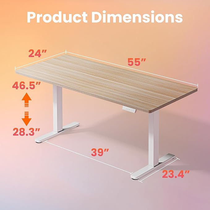 HUANUO Electric Standing Desk, 55 x 24 Inch Height Adjustable Computer Desk - Image 3