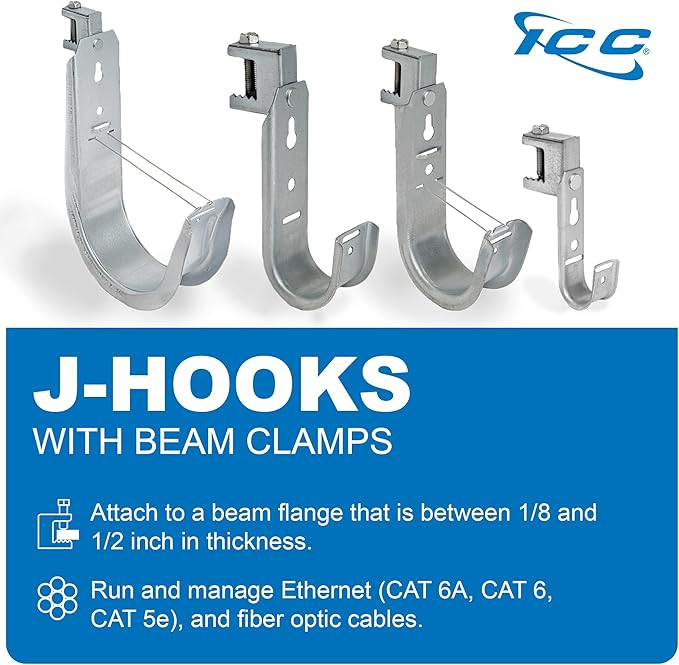 ICC Beam Clamp J Hook 4” with Retainer Clip - Image 8