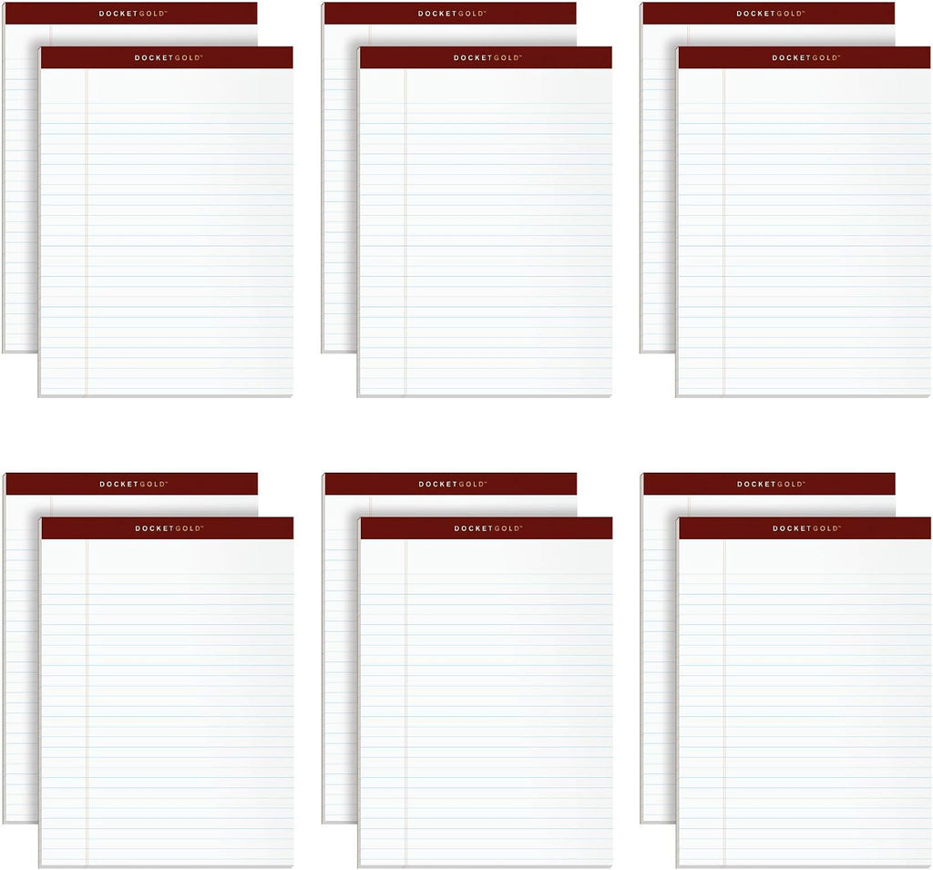TOPS Legal Pads, 12 Pack, Premium Docket Gold Note Pad Bulk Pack, 50 Legal