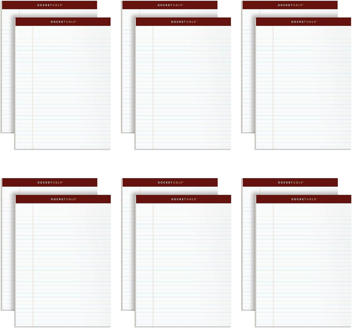 TOPS Legal Pads, 12 Pack, Premium Docket Gold Note Pad Bulk Pack, 50 Legal