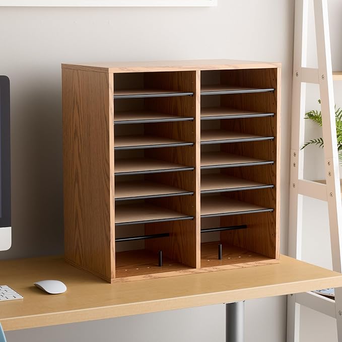 Safco Wood Adjustable Literature Organizer, 16 Compartment - Image 6
