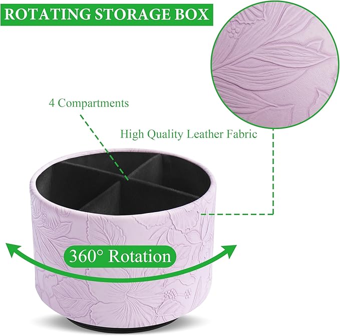 Hennaja Round Leather Art Supply Organizer, Remote Control Holder, 360 Degree - Image 3