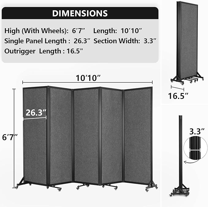 Strongbird Room Partition, Folding Privacy Divider, Office Partition Dividers - Image 4