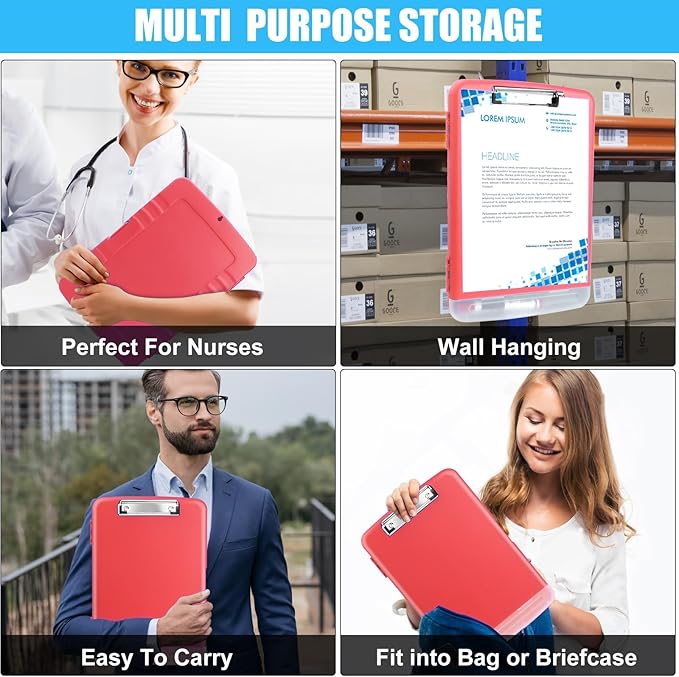 Red Plastic Clipboard with Storage, TFDLCG zm High Capacity Clip Boards 8.5x11 - Image 7