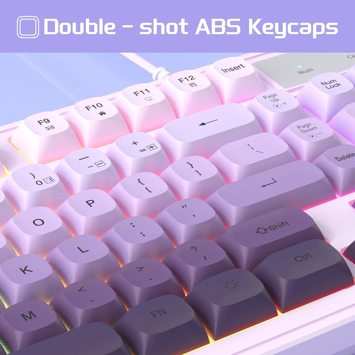 MageGee Gradient Purple Creamy Keyboard and Mouse Combo,MageGee GK980 Wired R...